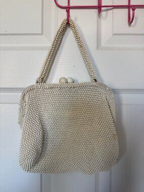 Vintage 50's Corde-Bead Handbag with Mirror